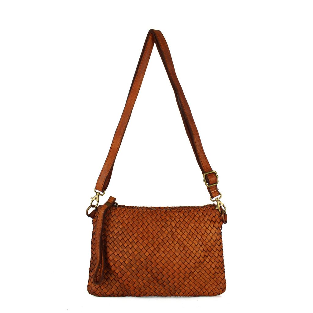 Braided shoulder bag in genuine leather made in Italy