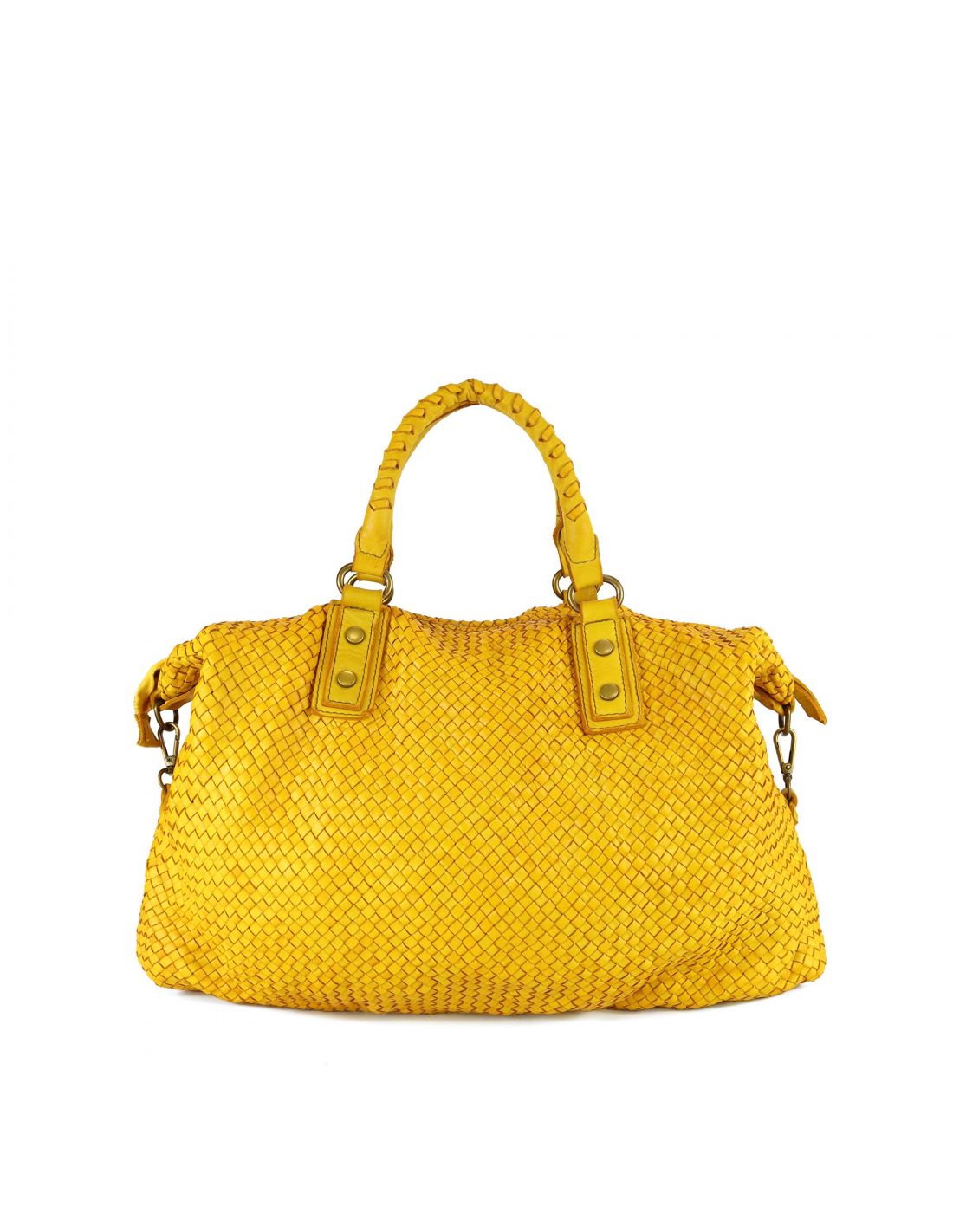 Braided handbag in genuine leather made in Italy